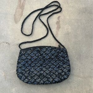 Carla Marchi Black Beaded and Sequin Evening Bag Purse